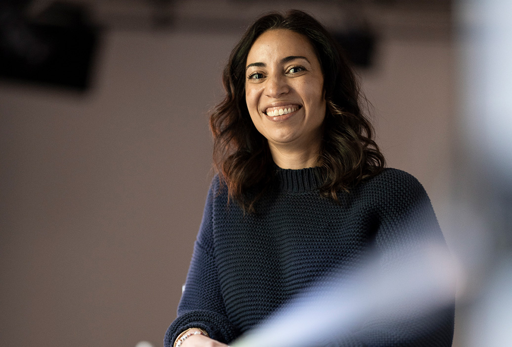 student in room with files