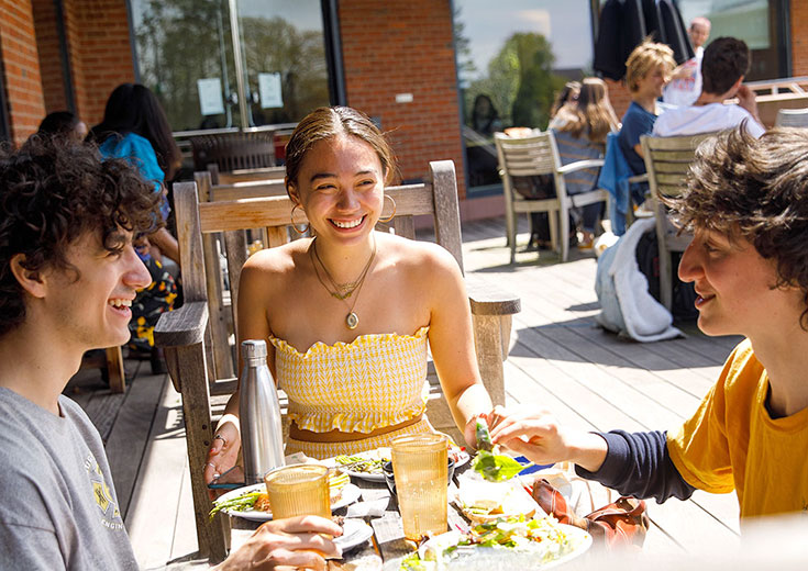 Students outside eating lunch