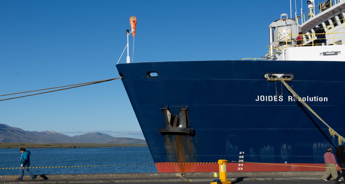 The JOIDES Resolution docked in the port of Reykjavík, Iceland. (Courtesy of Libby Ives & IODP)